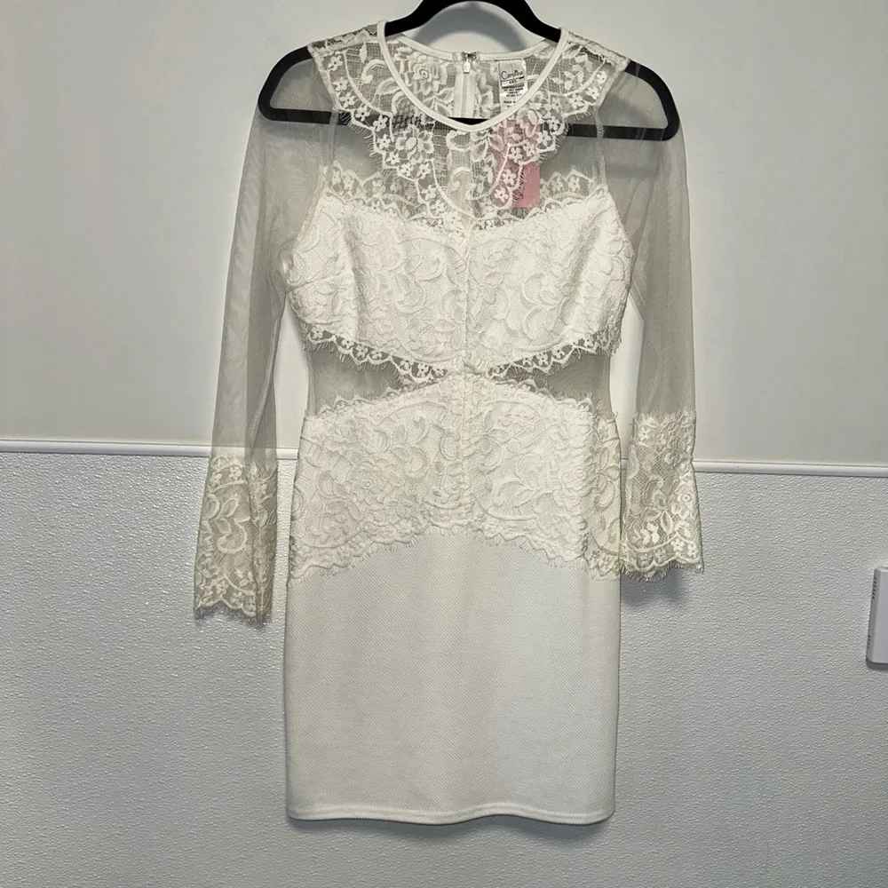 NWT NEW Wedding Women Carolina Dress, Size L, White lace short long sleeve party - Picture 2 of 16
